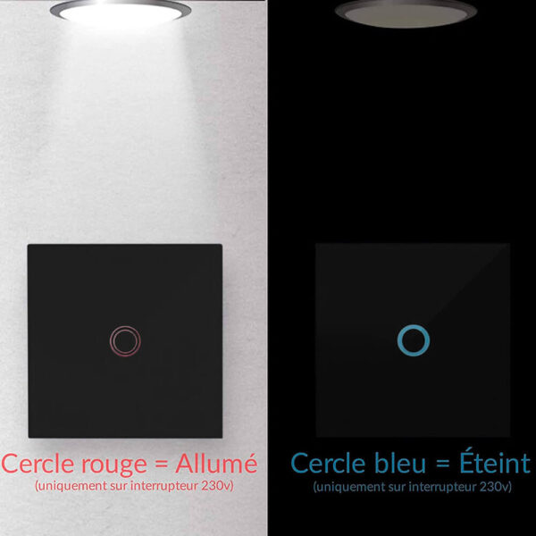 interrupteur tactile noir CRYSTAL